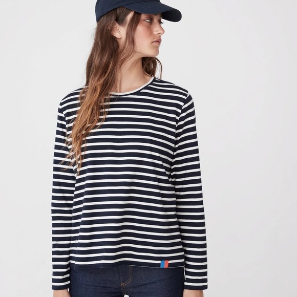 Kule navy & white stripe long sleeve tee shirt | The Modern Long - Medium - Picture 2 of 5